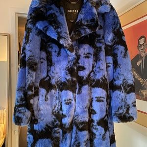 Pia graphic faux fur coat by GUESS
